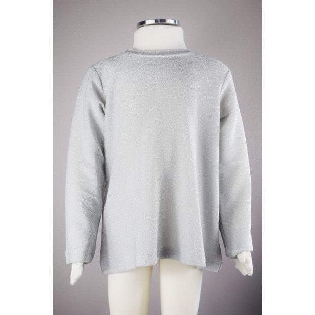 Shimmer Long Sleeve Top Silver