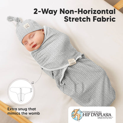 3-Pack Soothe Baby Swaddles 0-3 Months with Knot Hat