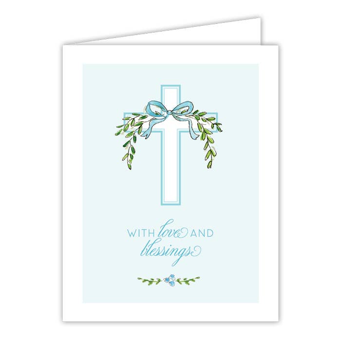 With Love And Your Blessings Blue Cross Greeting Card