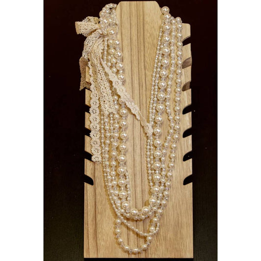 Clear Beading Multi-Strand Pearl Necklace