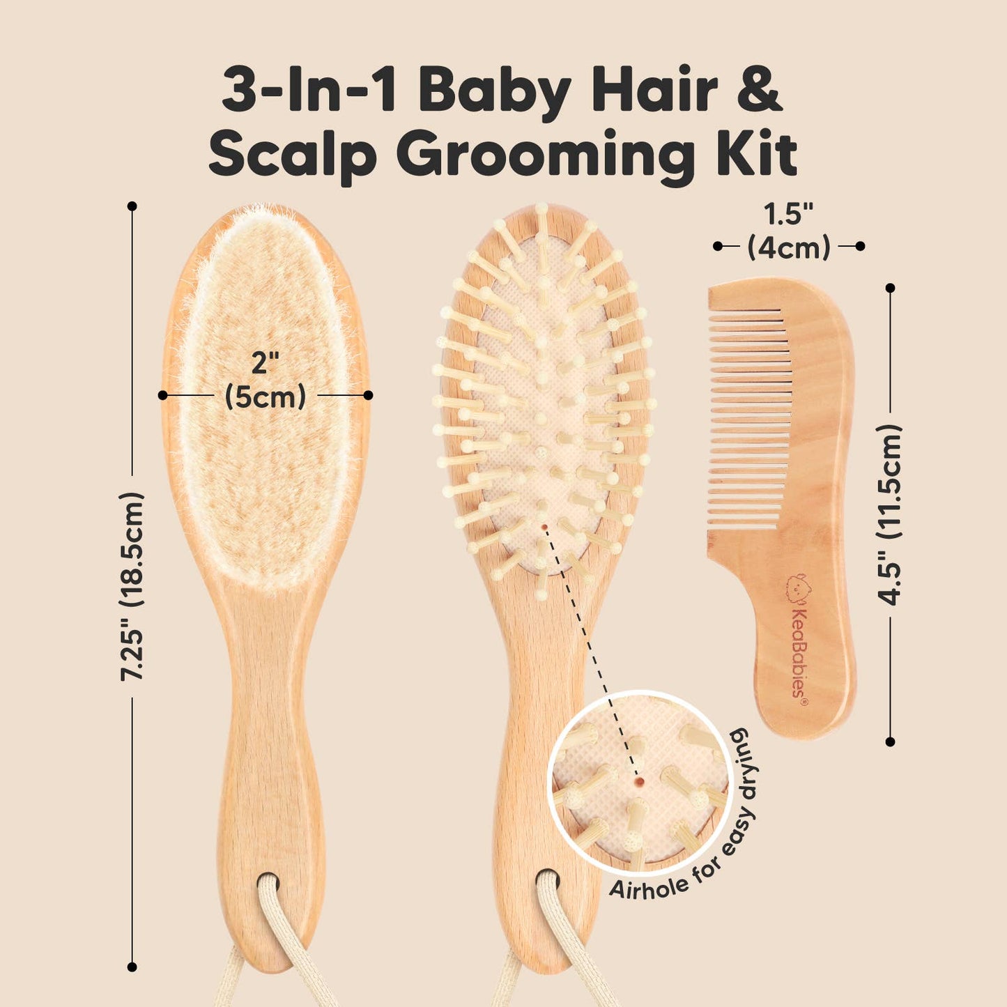 KeaBabies Baby Hair Brush and Comb Set