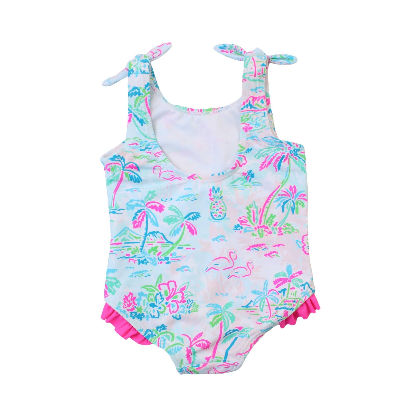 Girls Tropical Resort Tie Shoulder One Piece Swimsuit
