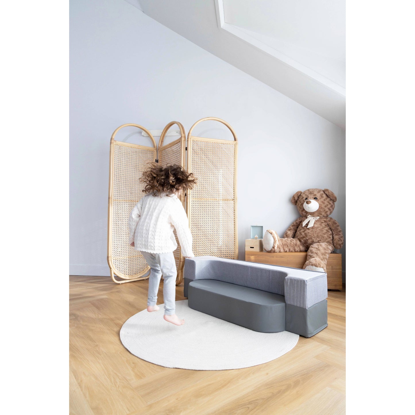 Transformable Vegan Leather Kids Sofa & Cushion - Shades of Night