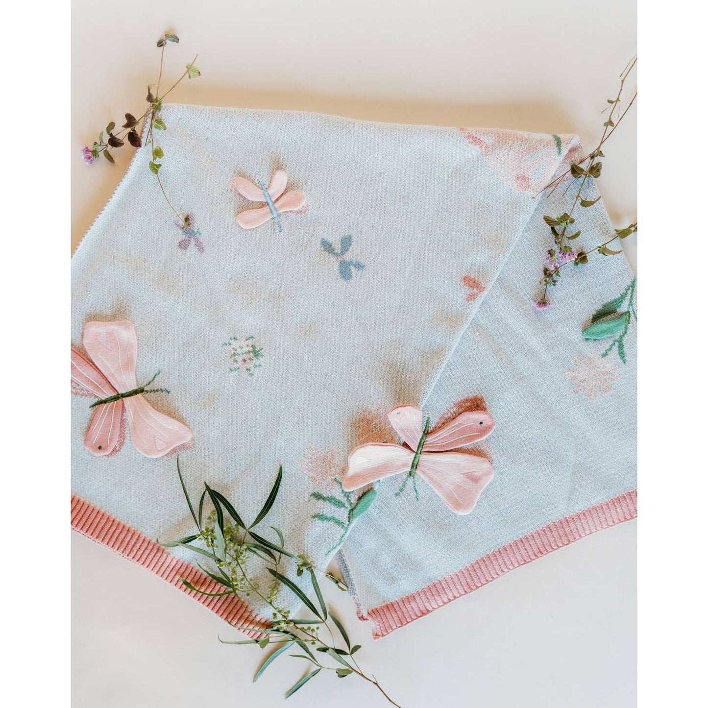 Bloom Butterfly 3D - Organic Jacquard Knit Baby Blanket