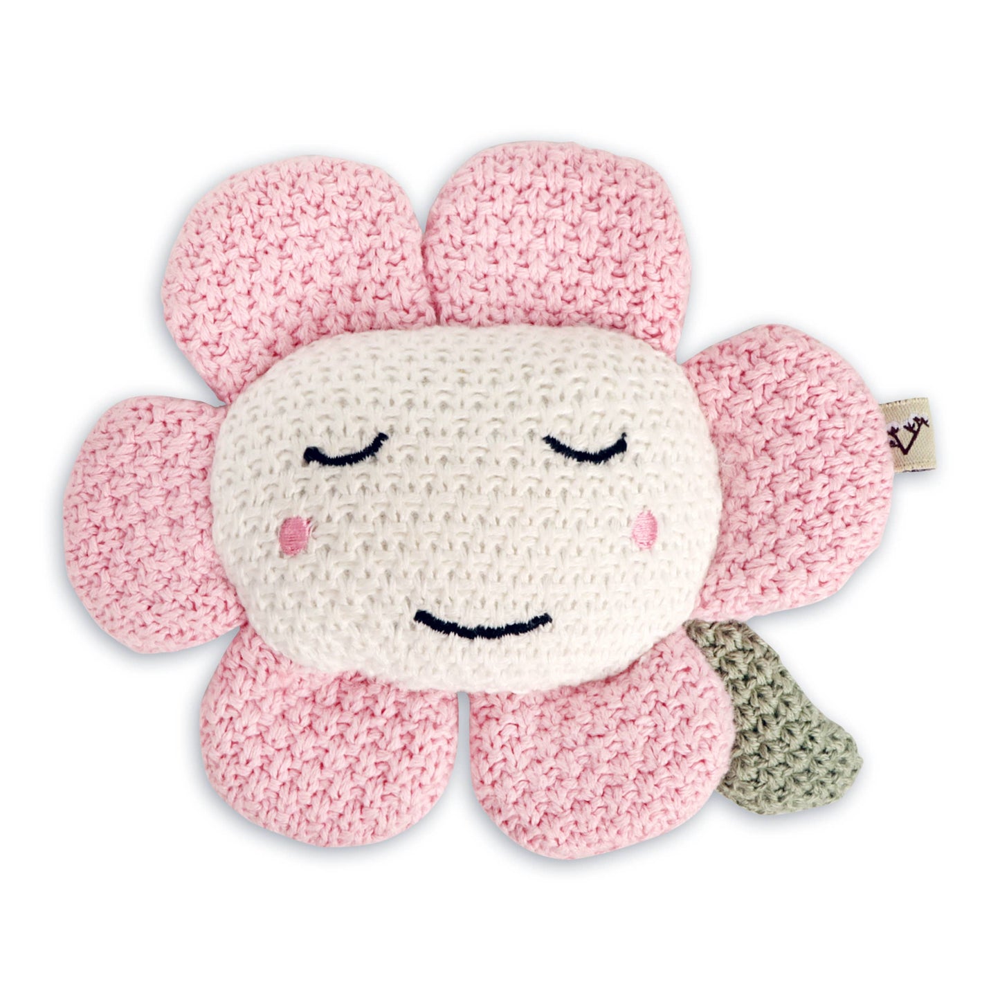 Flower Pointelle Knit Baby Blanket & Flower Rattle Gift Set