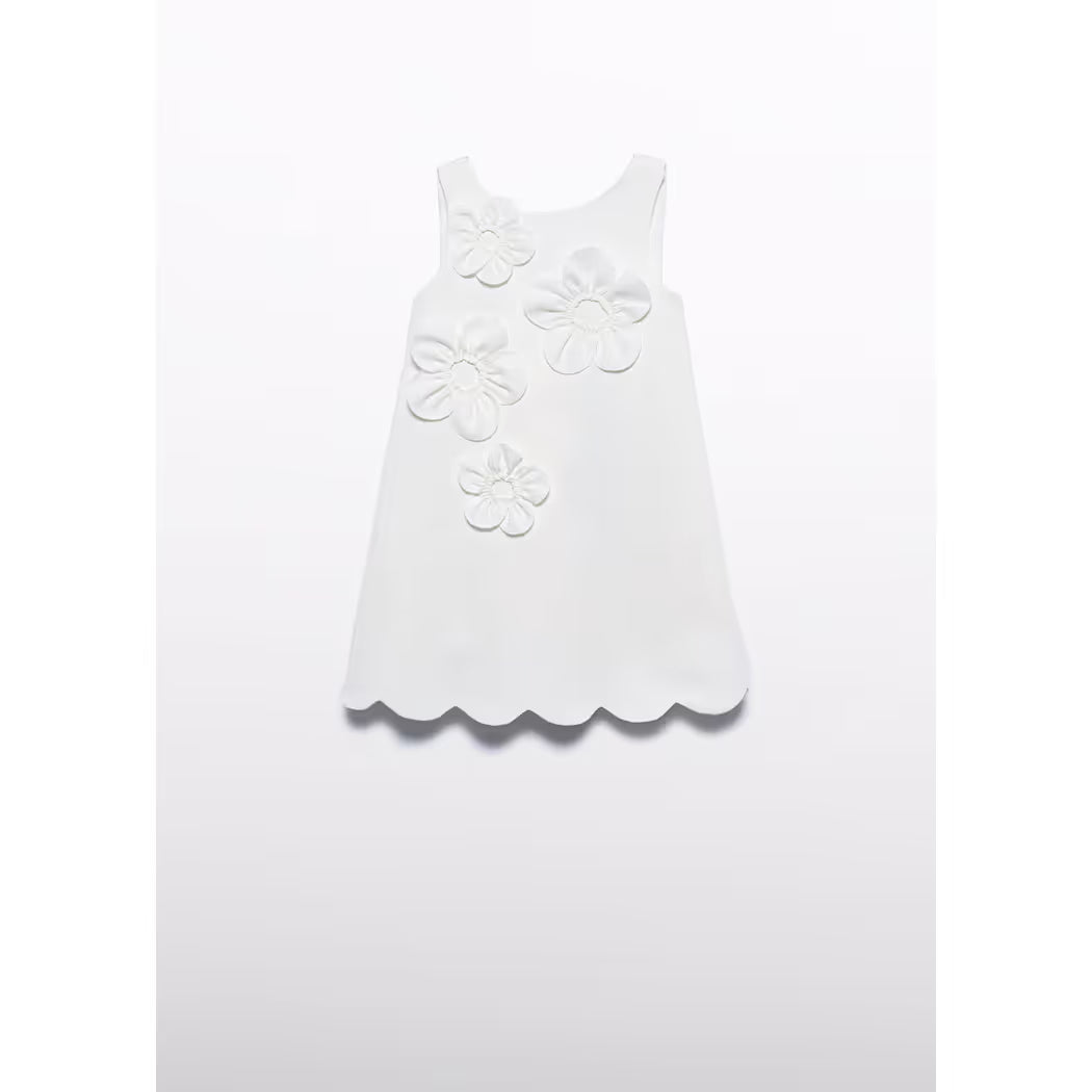 3d flower crepe dress cream