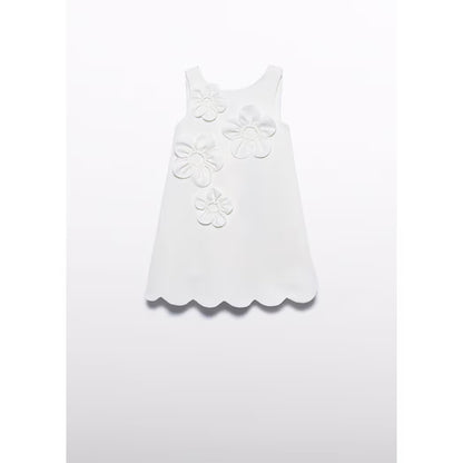 3d flower crepe dress cream