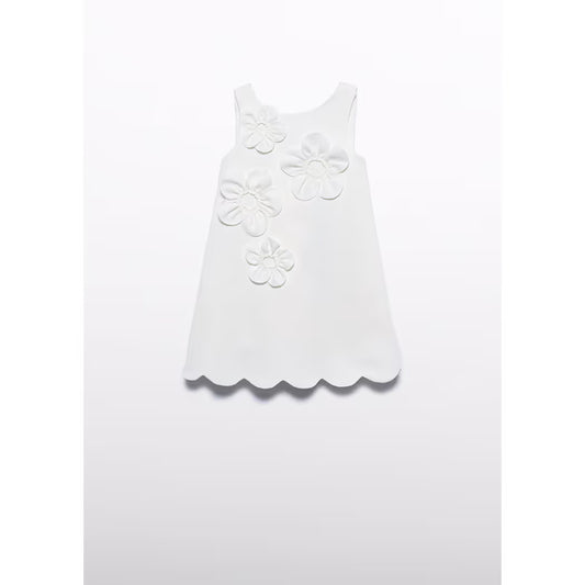 3d flower crepe dress cream