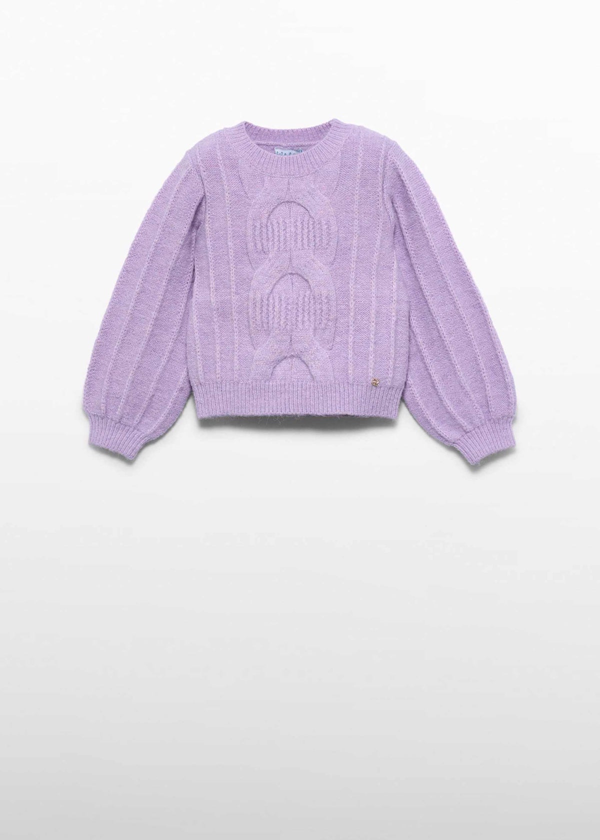 Girl Cable Knit Sweater Purple