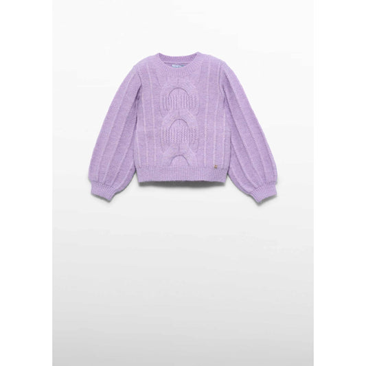Girl Cable Knit Sweater Purple