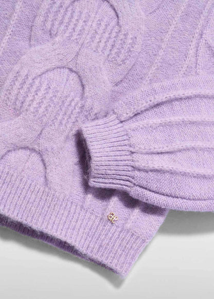 Girl Cable Knit Sweater Purple