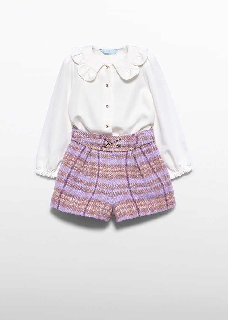 Girl Checked Shorts Set