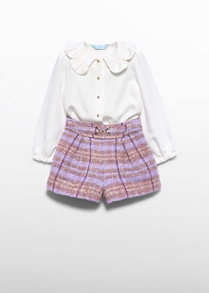 Girl Checked Shorts Set
