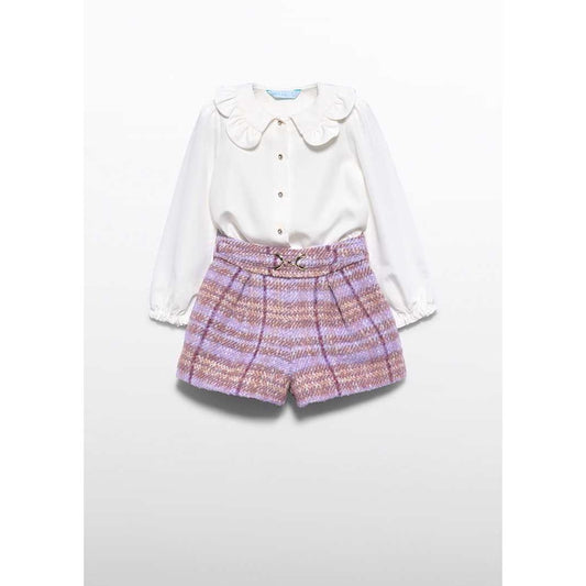 Girl Checked Shorts Set
