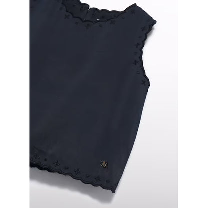 Black Emb Scalloped Top