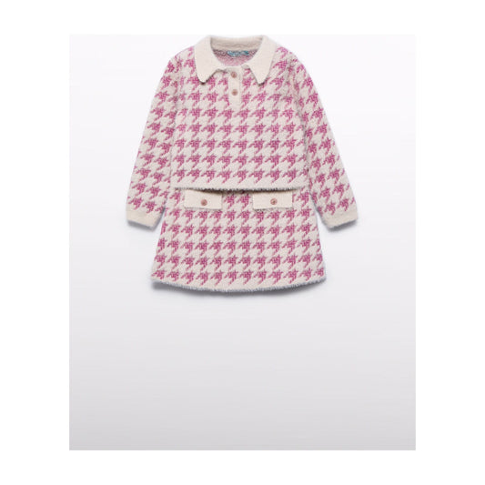 Girls houndstooth knit skirt set