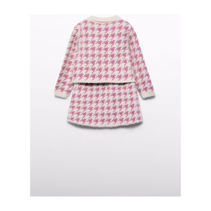 Girls houndstooth knit skirt set