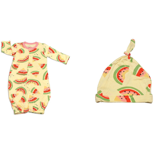 Bamboo Converter Gown and Hat (Watermelon Rainbow Print)