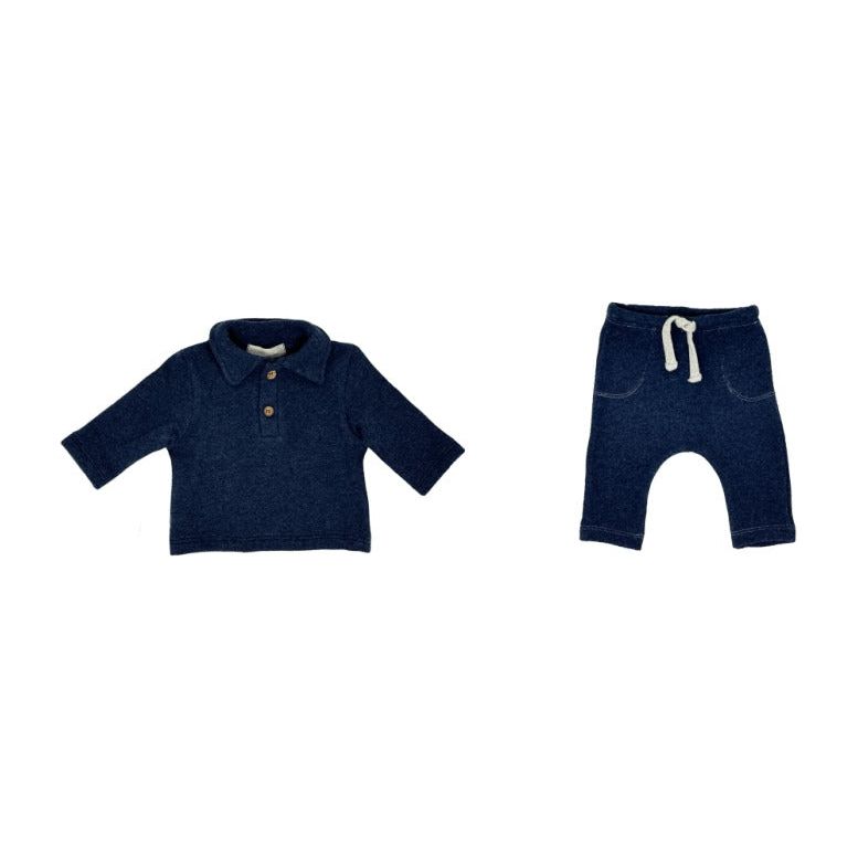 Navy Polo and Pant Set