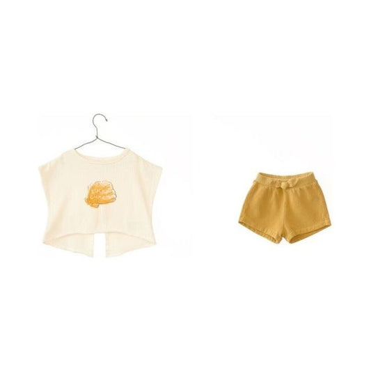 Cream Open Back Tee "lucy Charm" w/Shorts
