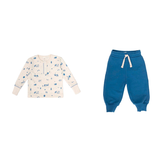 Boys Henley Top Houses and Blue Sweats