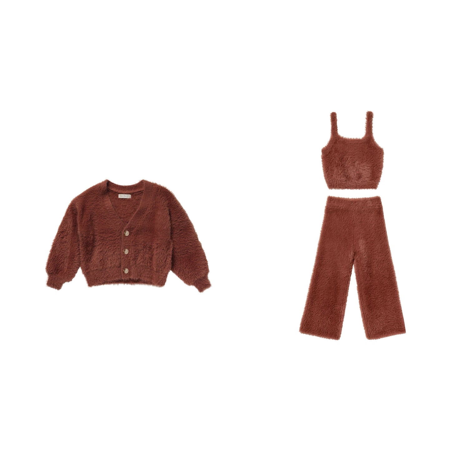 FUZZY KNIT SET || BRICK