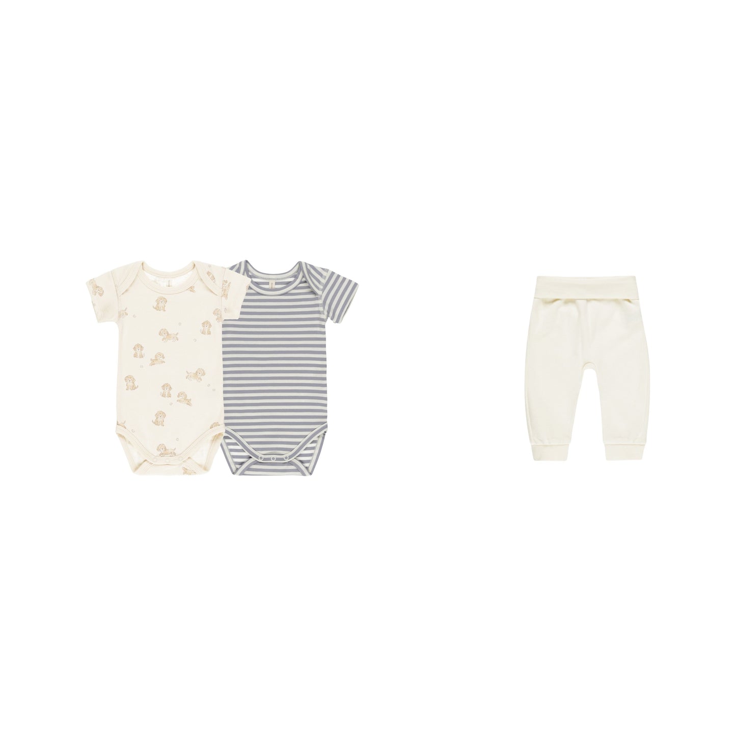 SS BODYSUIT, 2 PACK and PANT || PUPPIES, SKY MICRO STRIPE