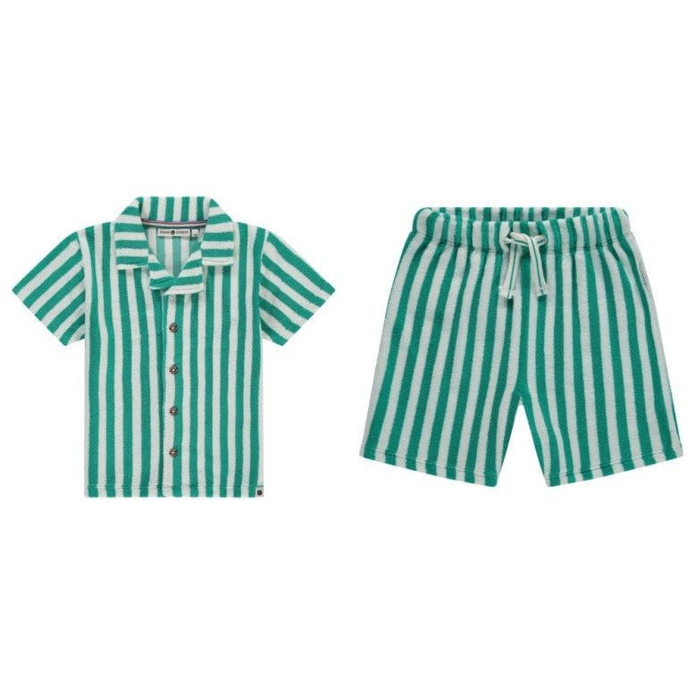 BOYS SS SHORT SET AZUR STRIPE