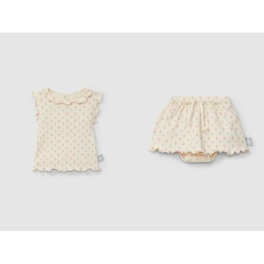 Baby Girl Skirt Set Floral Ribbed