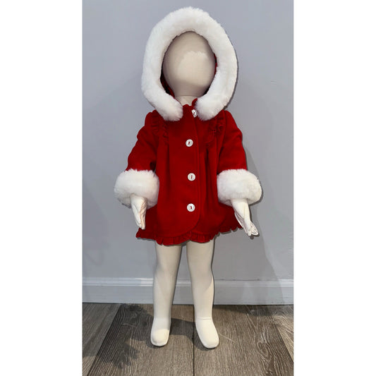 Enchanting Red Coat with Fur Trim