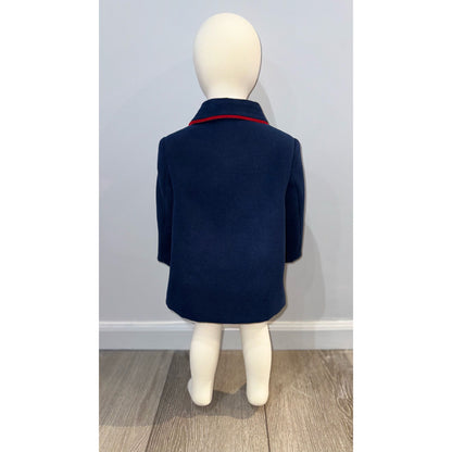 Navy Coat with Red Trimmed Pockets