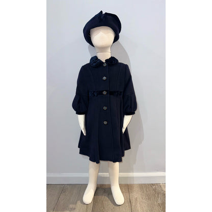 Elegant Navy Coat with Matching Hat