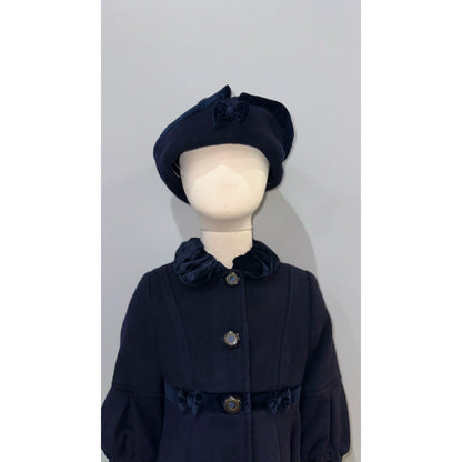 Elegant Navy Coat with Matching Hat