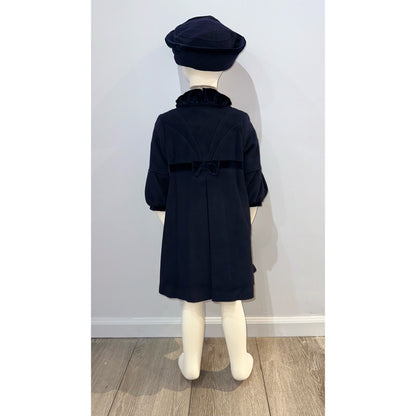 Elegant Navy Coat with Matching Hat