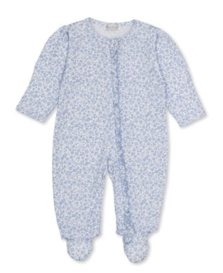 footie w/ zip prt - fall blooms blue