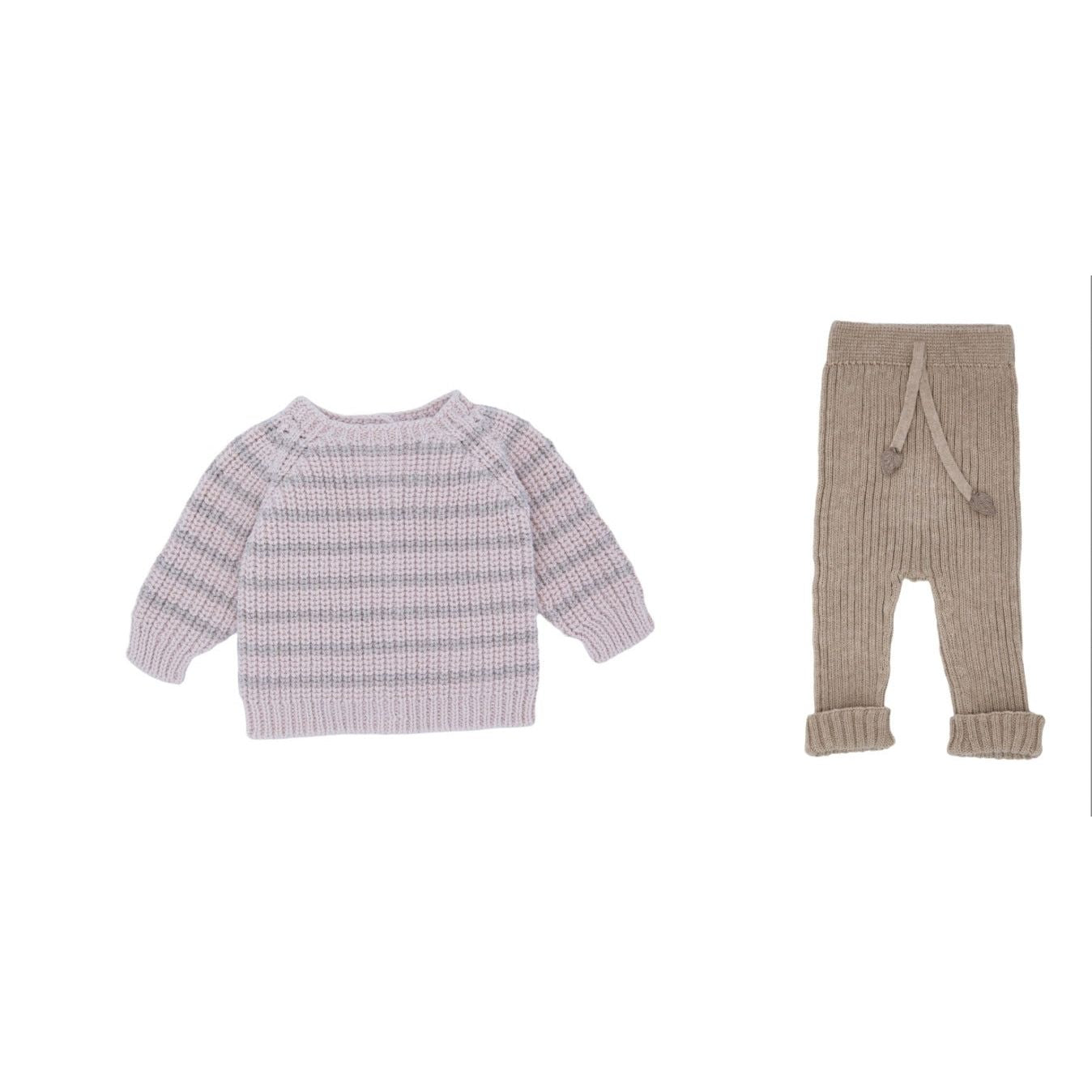 Girls Pink Stripe Knit Set