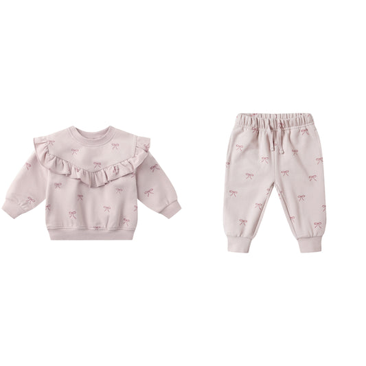 RUFFLE FLEECE SWEATSUIT || BOWS