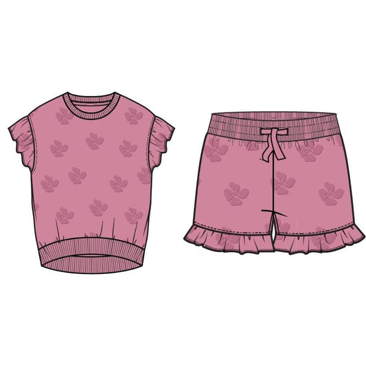 Girls Pink Knit Short Set