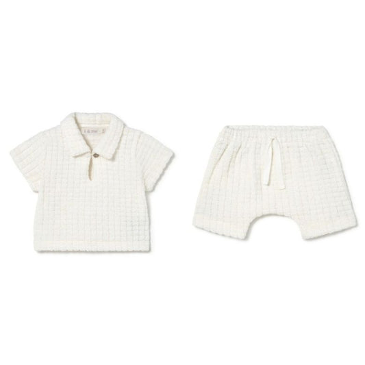 Cream Terry Polo and Short Set