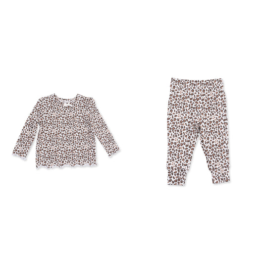 Leopard- Long Sleeve Lettuce Edge Tunic Top and Pant