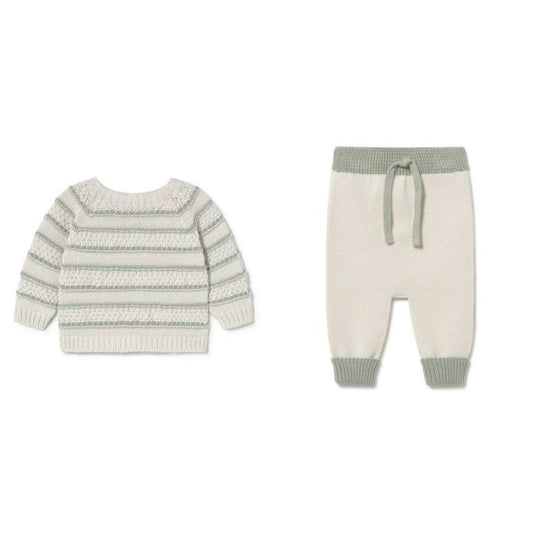 Contrasting Stripe Sweater Set