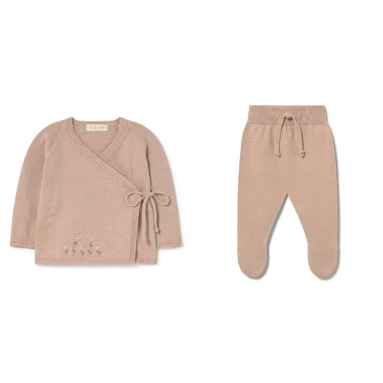 Emb Knit Kimono Footie Set