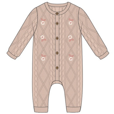 L/S PLAYSUIT KNIT-PINK