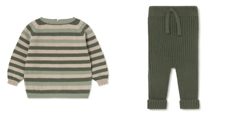 Knit Striped Sweater and Pant Green