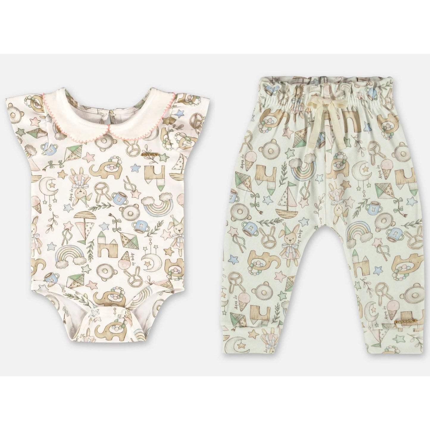 Baby Animals and Rainbows Onesie and Pant Set