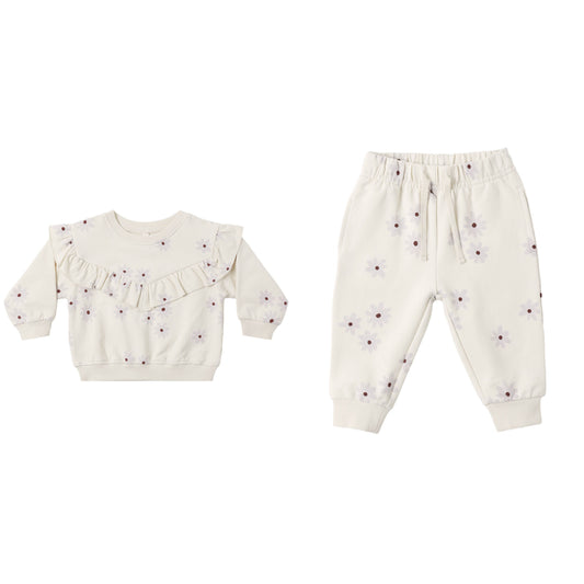 RUFFLE FLEECE SWEATSUIT BLUE DAISY