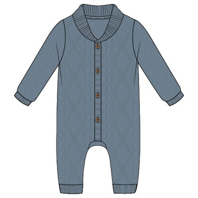 L/S PLAYSUIT KNIT-BLUE DUSTY