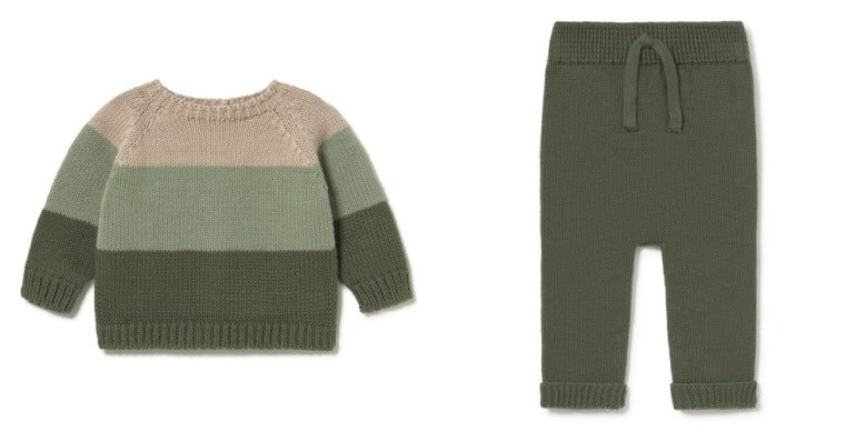 KNIT TRICOLOR SWEATER AND KNIT PANT