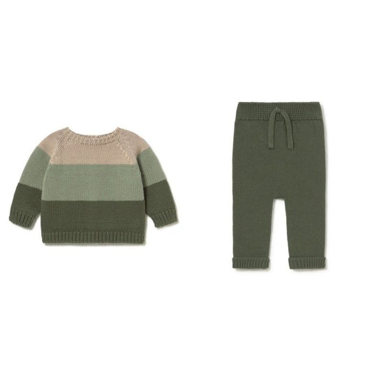KNIT TRICOLOR SWEATER AND KNIT PANT