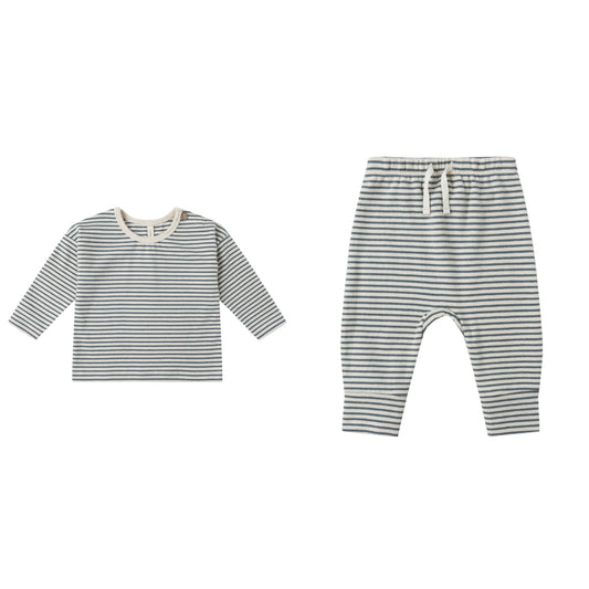 LONG SLEEVE TEE and PANT || OCEAN MICRO STRIPE